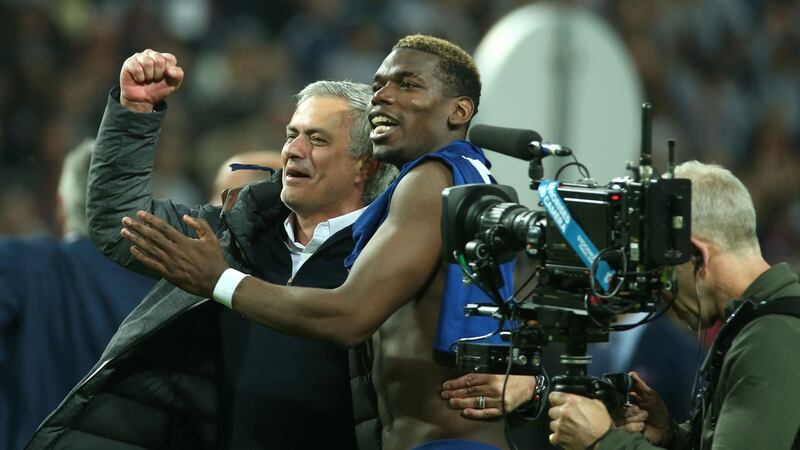 Manchester United’s Jose Mourinho, who had his financial affairs investigated in Spain, and Paul Pogba, whose image rights resided for a time in Clonakilty. Photograph: Soren Andersson/AFP/Getty Images