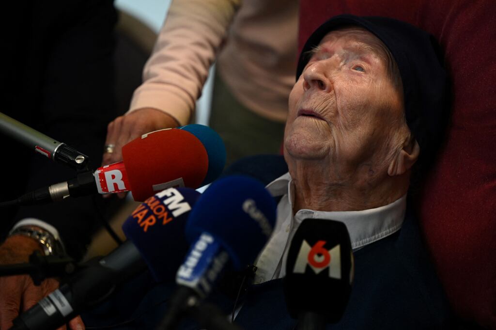 Soeur André was born on February 11th, 1904 in the southern French town of Alès. Though she was blind and confined to a wheelchair in her last years, her mind never faltered and she loved company until the end. Photograph: Christophe Simon/Getty Images