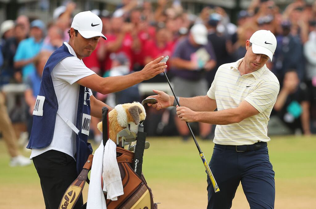 Rory McIlroy  on the 18th hole during his final round of the 150th Open at the Old Course in St Andrews, Scotland. Photograph: Kevin C. Cox/Getty Images