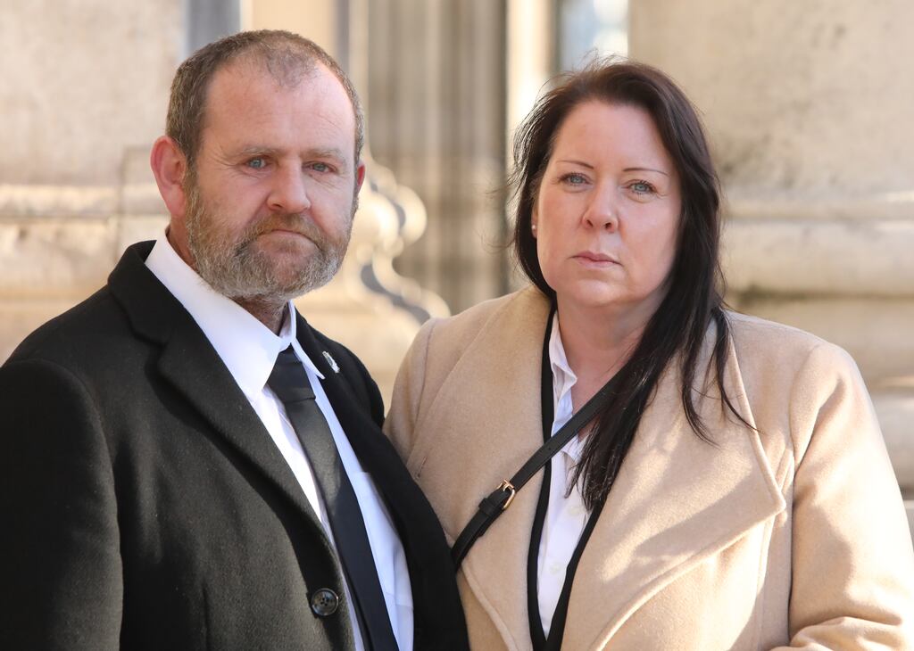 Barry Cleary and Melanie Sheehan Cleary, the parents of Eve Cleary, outside the Four Courts. Photograph: Collins Courts