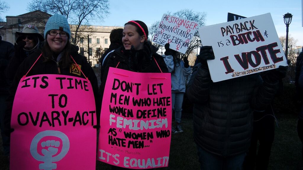 The US Democratic and Republican parties are eyeing the women’s vote as a potential deal-breaker in the midterm elections, given President Donald Trump’s unpopularity among many women voters. Photograph: Cory Clark/NurPhoto via Getty Images
