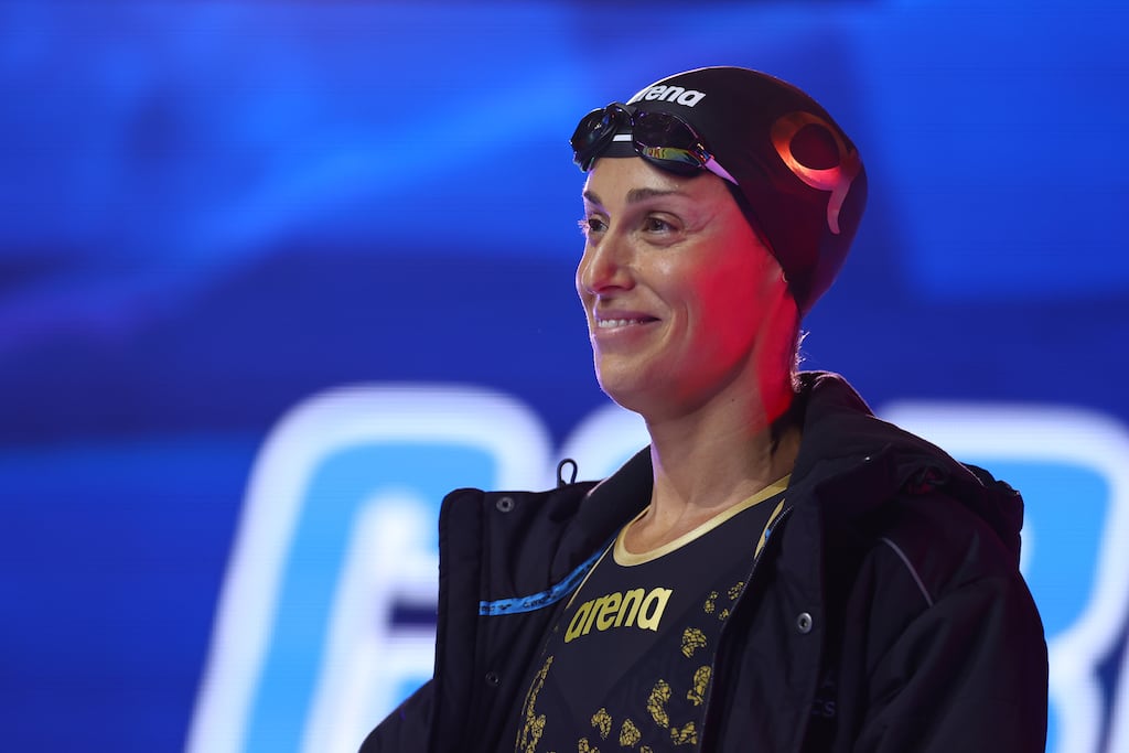 Gabrielle Rose of the US before the semi-finals of the Women's 100m Breaststroke during the Olympic Team Swimming Trials in Indianapolis on June 16th, 2024. Photograph: Maddie Meyer/Getty