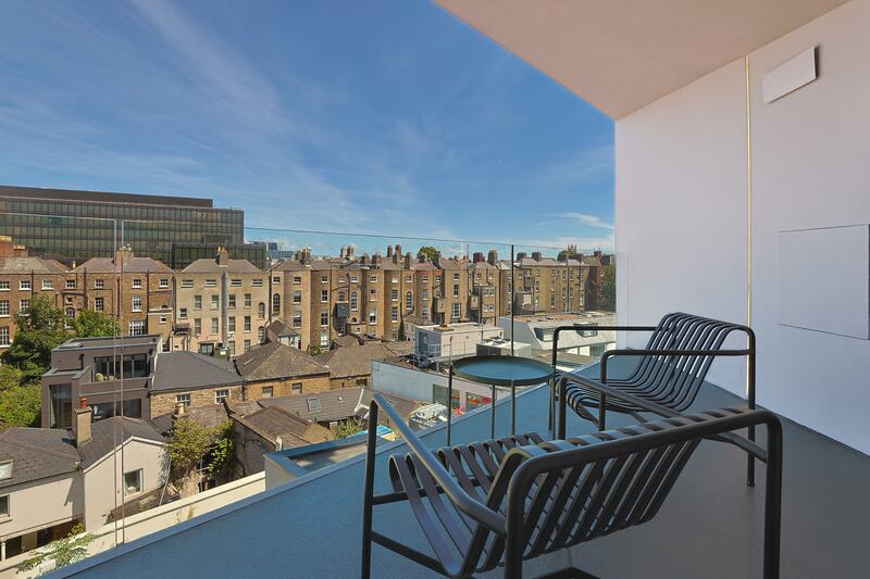 A view from the balcony at 55 Lad Lane, Dublin 2. Photograph: Mark Harrison