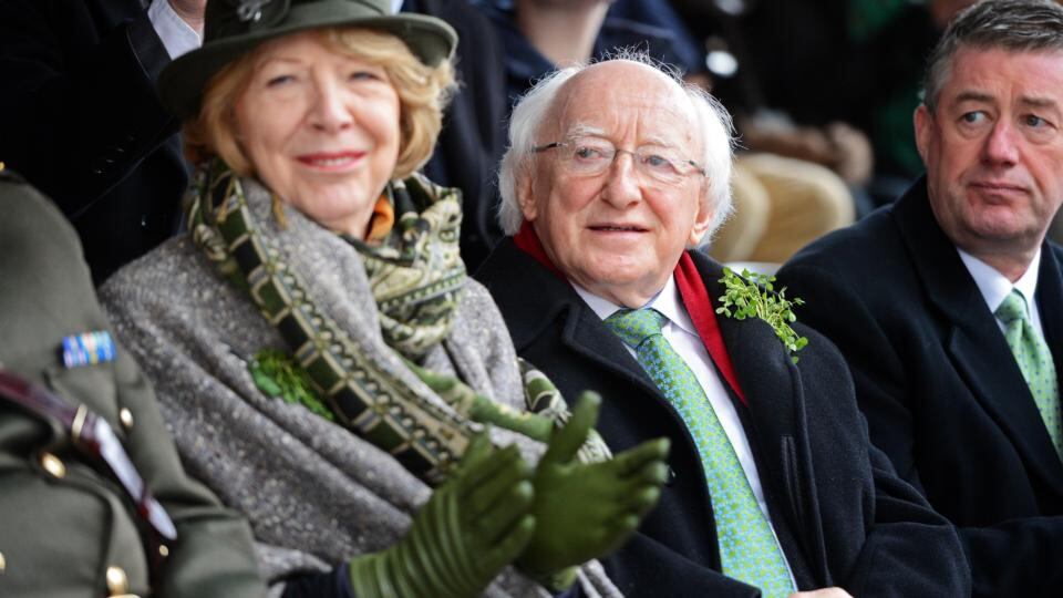 President Higgins and Mrs Higgins , at the St Patrick’s Day parade in Dublin yesterday . Photograph: Eric Luke / The Irish Times