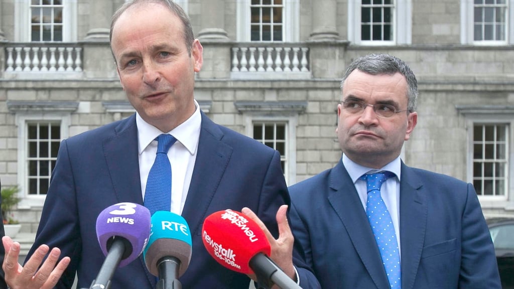 Taoiseach Micheál Martin and Dara Calleary: former minister for agriculture Calleary appears to fail to grasp “clear and unambiguous” rules. Photograph: Gareth Chaney Collins