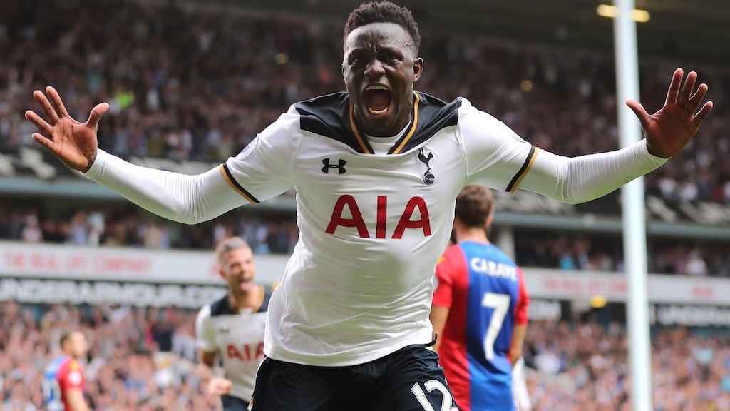 Tottenham’s Victor Wanyama scores his team’s winning goal. Photograph: Eddie Keogh/Reuters