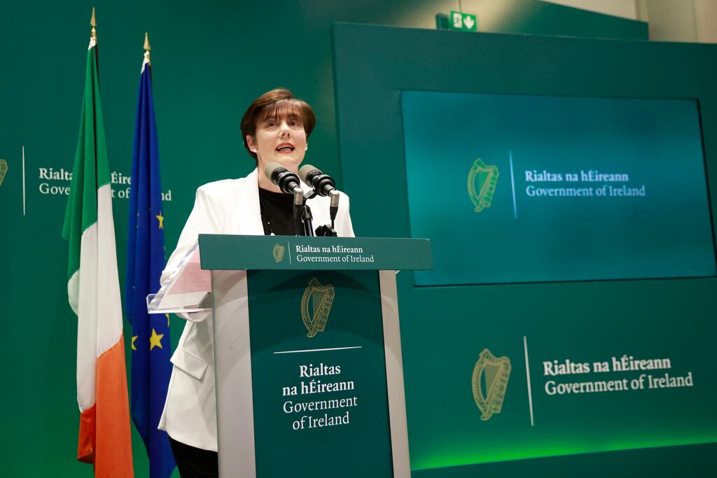 Minister for Education Norma Foley speaks at a press conference this week on the publication of the Report of the Scoping Inquiry into Historical Sexual Abuse in Day and Boarding Schools Run by Religious Orders. Photograph: Arthur Carron/Collins