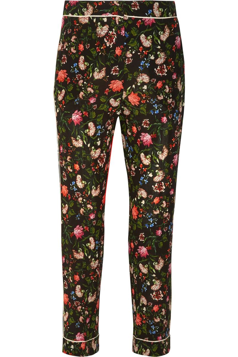 Giulia floral print silk trousers, €820 from Erdem