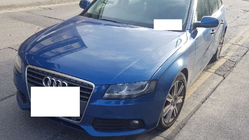 The blue Audi A4 estate seized in Dublin on Monday. Photograph: Garda Press Office