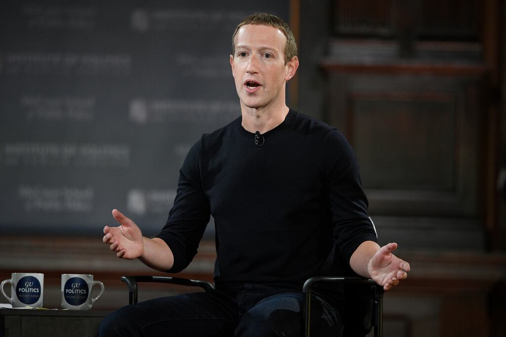 Mark Zuckerberg: The share prices of Google, Amazon and Facebook are down between 40 and 60 per cent year on year, and their younger emulators have done even worse. Photograph: Nick Wass/AP/PA