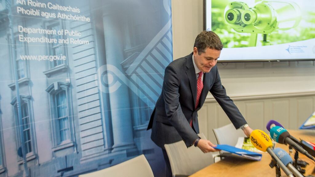 Minister for Finance, Public Expenditure and Reform sets out his summer economic statement. Photograph: Brenda Fitzsimons / The Irish TImes