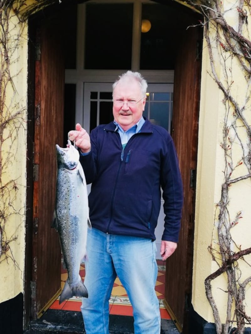 UK angler Andrew Crouchman with the first salmon of 2019 from Lough Inagh