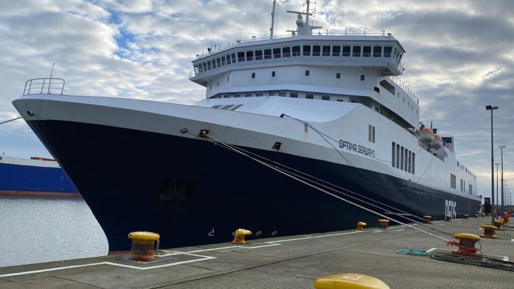 DFDS ship Optima Seaways  doing berthing trials earlier this week at Rosslare Europort, in preparation for the new direct service to Dunkirk.