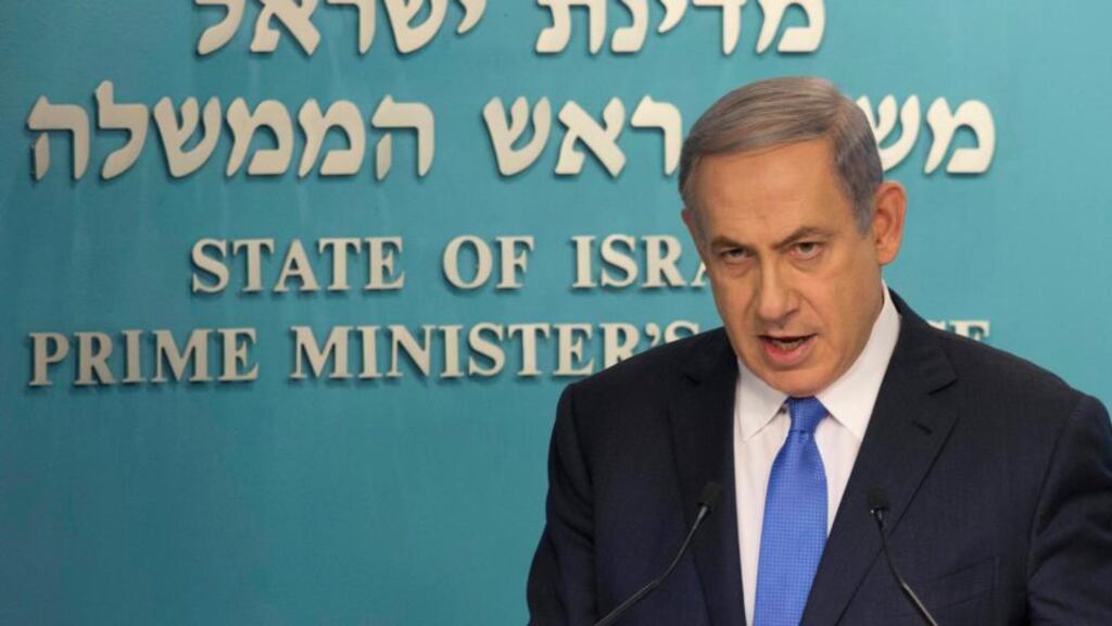 Israeli prime minister Benjamin Netanyahu responds to the deal reached at the nuclear talks between France, Germany, UK, China, Russia, US and Iran. Photograph: Abir Sultan/EPA