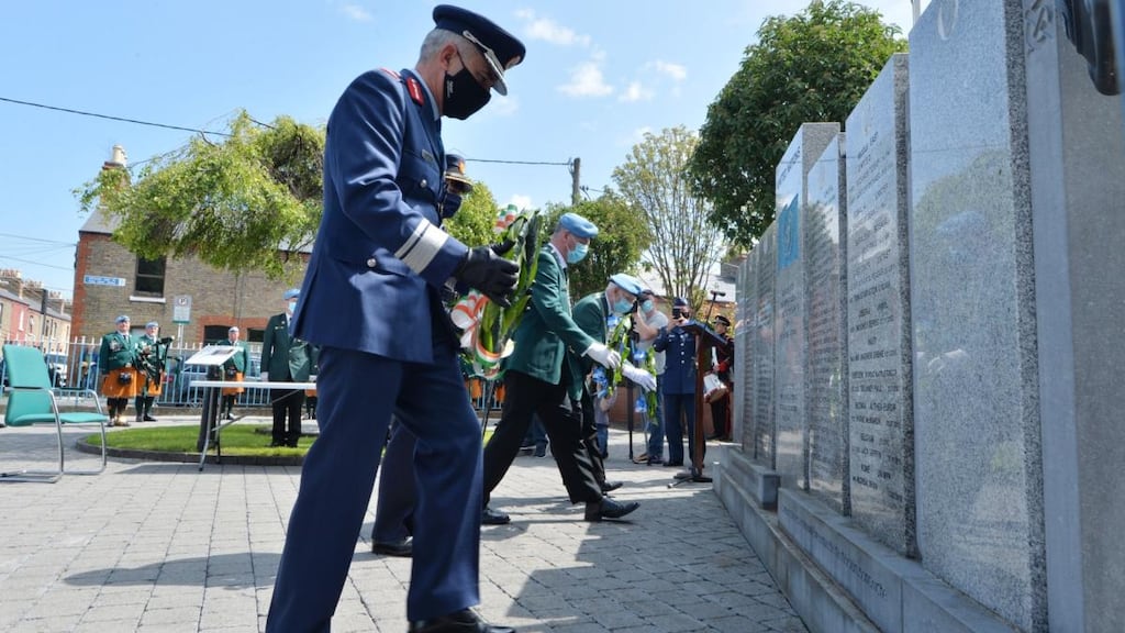 Lieutenant General Seán Clancy at a wreath-laying ceremony at the UN memorial garden at Arbour Hill, Dublin, in May. Photograph: Alan Betson