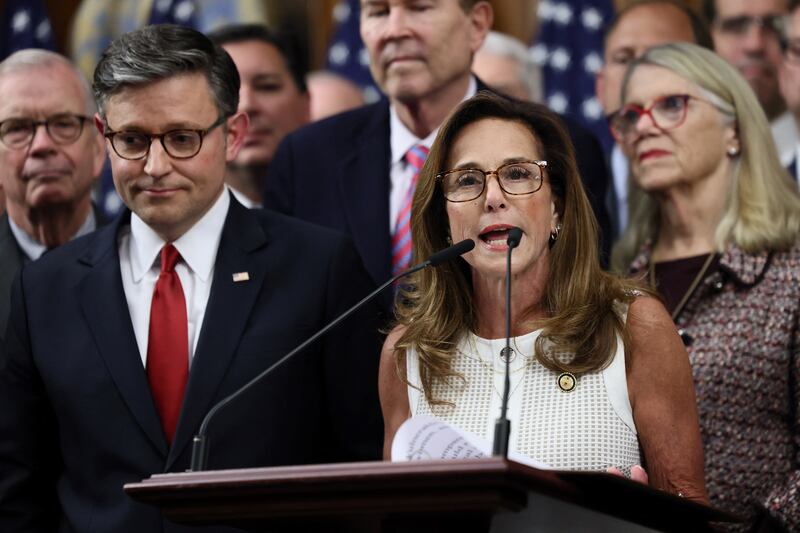 US Representative Lisa McLain,Chair of the House Republican Conference, speaks after the Senate passed the "Big Beautiful Bill Act" at the US Capitol in Washington, DC, on July 3, 2025. in Washington, DC, on July 3, 2025. The Republican-led US Congress narrowly passed Donald Trump's flagship spending bill Thursday after a marathon voting session on the package, which is set to slash social welfare programs and add more than $3 trillion to the national debt. (Photo by Jemal COUNTESS / AFP) (Photo by JEMAL COUNTESS/AFP via Getty Images)
