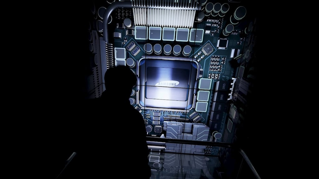 A man tours a showroom of Samsung Electronics  in Seoul