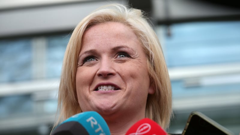 Leona O’Callaghan (37) speaks to the media outside the Central Criminal Court in Dublin after Patrick O’Dea (52) of Pike Avenue, Limerick, was sentenced to 17 years for her rape and sexual assault on dates in 1994 and 1995. Photograph: Laura Hutton/Collins