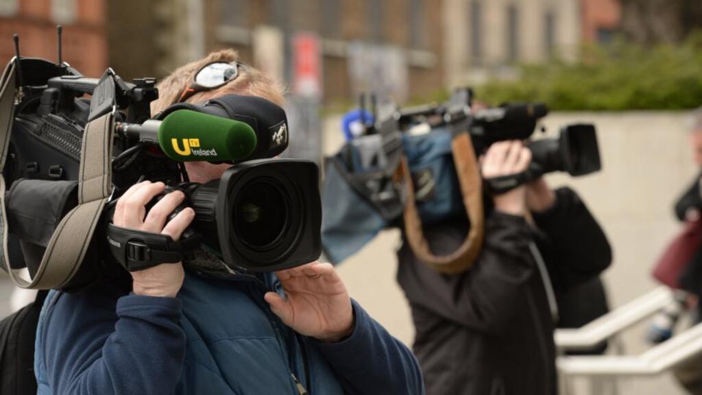 TV cameras outside the Central Criminal Court as the jury in the Graham Dwyer case continued its deliberations. Photograph: Cyril Byrne/The Irish Times