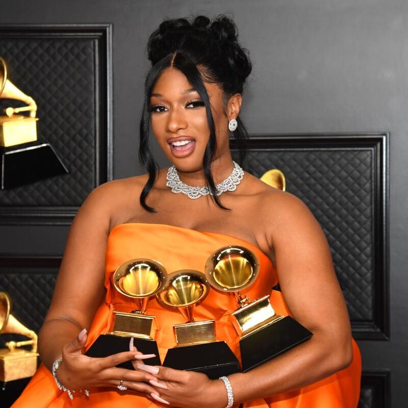 Megan Thee Stallion, winner of best rap performance and best rap song for Savage and best new artist. Photograph: Kevin Mazur/Getty
