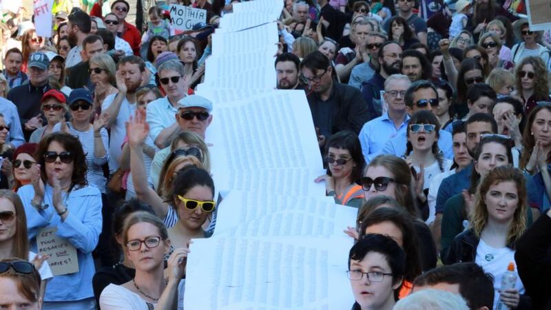Parents for Choice march against religious ownership of the National Maternity Hospital in May 2017. Photograph: Nick Bradshaw