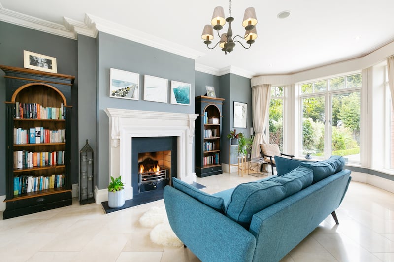 The drawingroom to the front of the property has a feature bay window