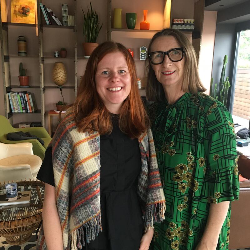 Director of Snáithe Ciara Nic Chormaic, left, with designer Orla Kiely