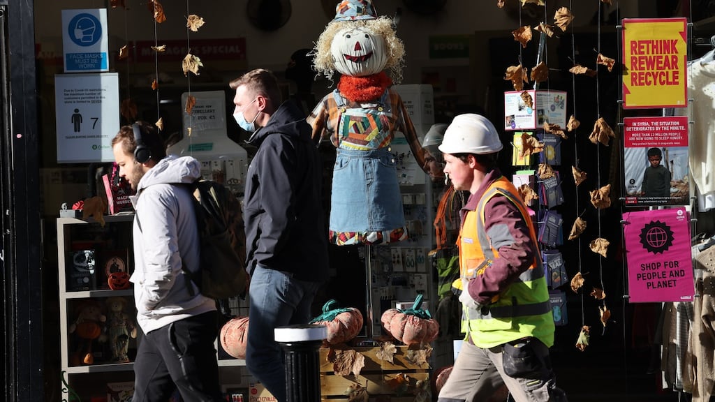 South Great Georges Street, Dublin: Despite the high Covid-19 incidence rate among five to 12 year olds, health officials have reassured parents that trick-or-treating can be enjoyed safely by taking some simple precautions. Photograph: Dara Mac Dónaill