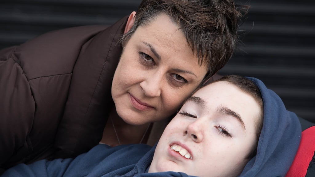 Muriel Slevin and her son Morgan D’Arcy have been living in Our Lady’s Children’s Hospital Crumlin since 2014. Now 16, Morgan is due to be discharged, but they have nowhere to go. Photograph: Tom Honan