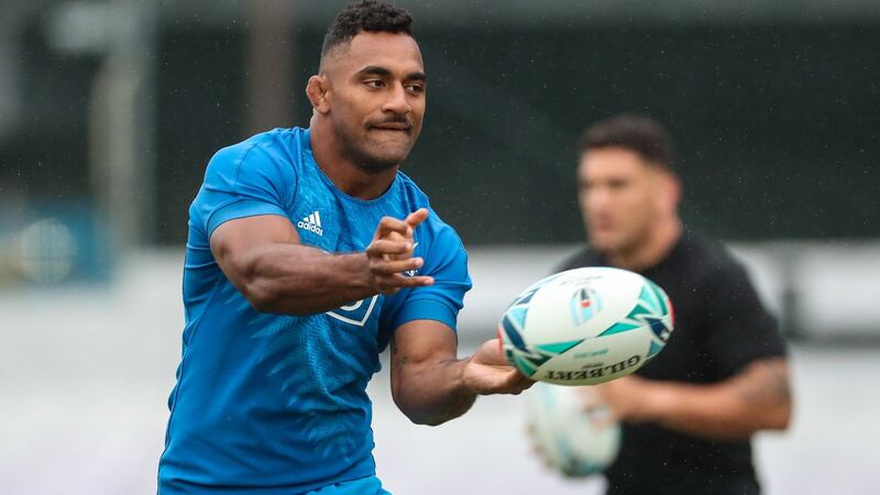 New Zealand winger Sevu Reece during a training session at Tatsumin Omori Seaside Park in Koto City, Tokyo on Thursday. Photograph: Billy Stickland/Inpho