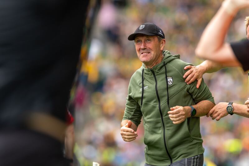 Kerry manager Jack O'Connor reacts to Joe O'Connor's late goal at Croke Park. Photograph: Morgan Treacy/Inpho