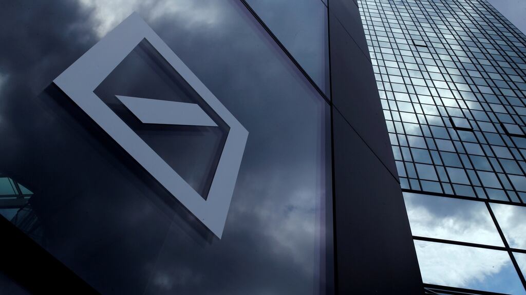 Deutsche Bank settled long-running investigation in US into alleged mis-selling of mortgage securities. Stock ended day up 0.3%. Photograph: Ralph Orlowski/Reuters