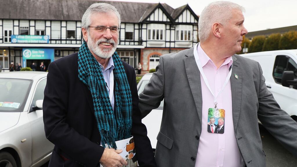 Sinn Féin president Gerry Adams at the RDS in Dublin during the party’s ardfheis. Photograph: Brian Lawless/PA Wire