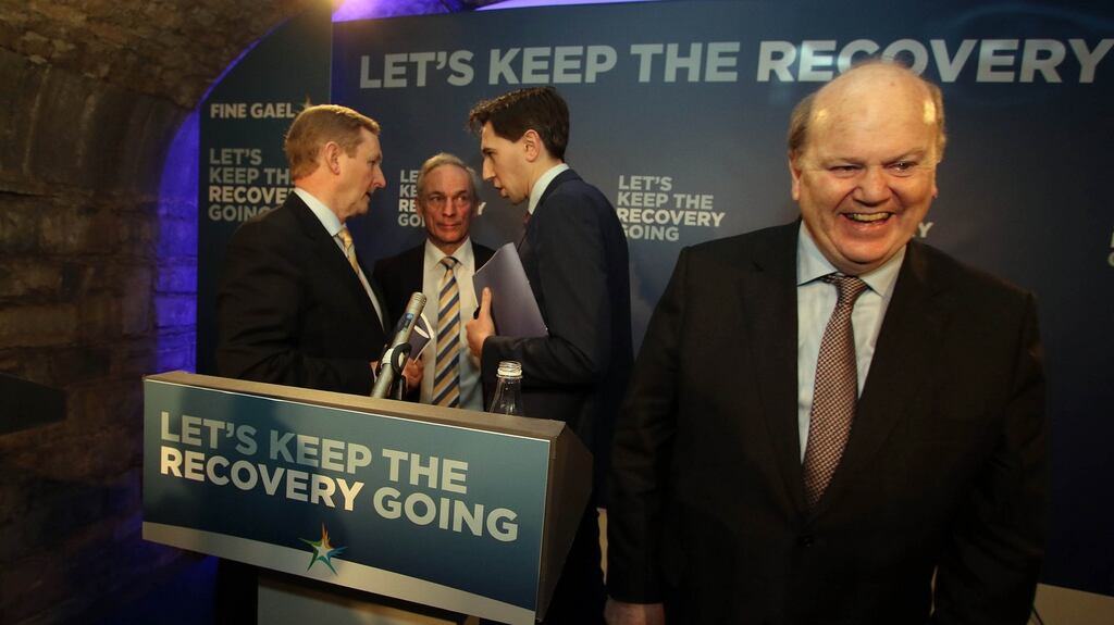 Minister for Finance Michael Noonan (front) has said Irish voters should take note ahead of the general election of how political instability in Portugal has caused problems for the country’s economy.  Photograph: Nick Bradshaw.