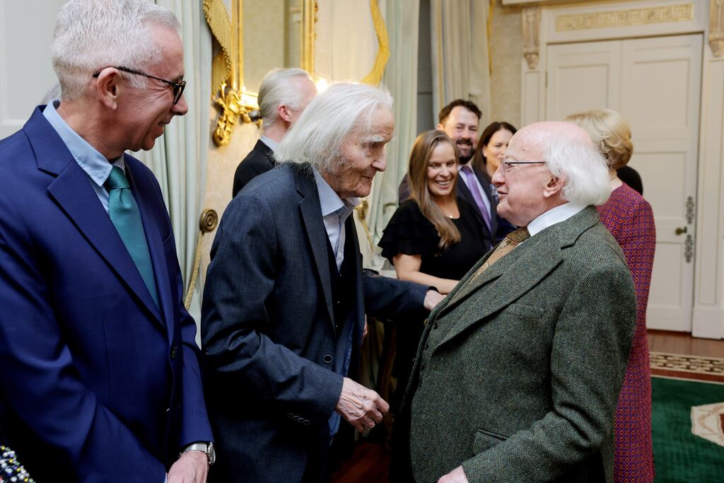 A Presidential Award for Distinguished Service Abroad was presented to the 96-year-old Swiss Joycean, Fritz Senn, by President Michael D Higgins at Aras an Uachtaráin this week.