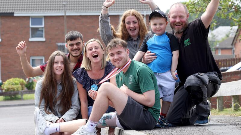 Barry McClements from Newtownards in Co Down with his parents Kelly-Anne and Barry Snr as well as brothers and sisters Madison, Cameron, Megan and Cruz. Photograph: Stephen Davison