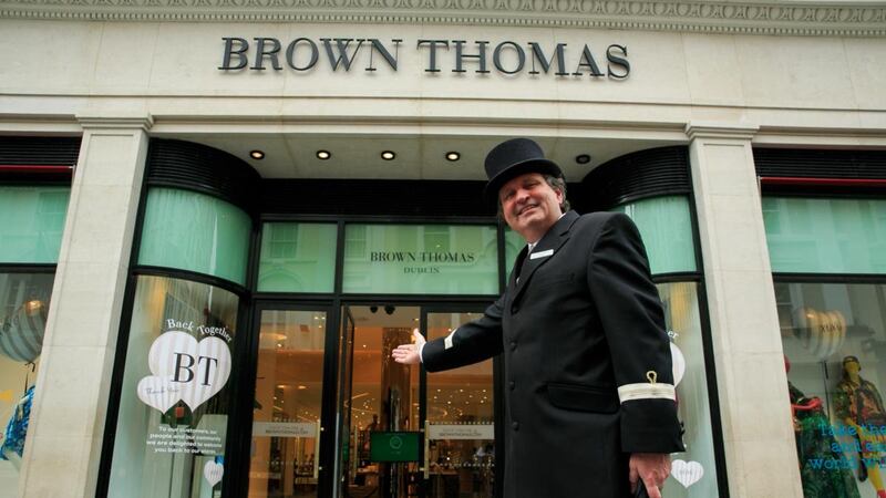Brown Thomas concierge Shane Murphy: Shoppers can try on anything they like. Items not purchased are steamed and returned after a period of quarantine. Photograph: Gareth Chaney/Collins