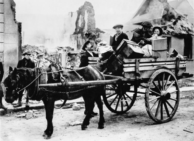 Refugees after the Sack of Balbriggan, Co Dublin, by the Black and Tans on September 20th, 1920. Photograph: Getty Images