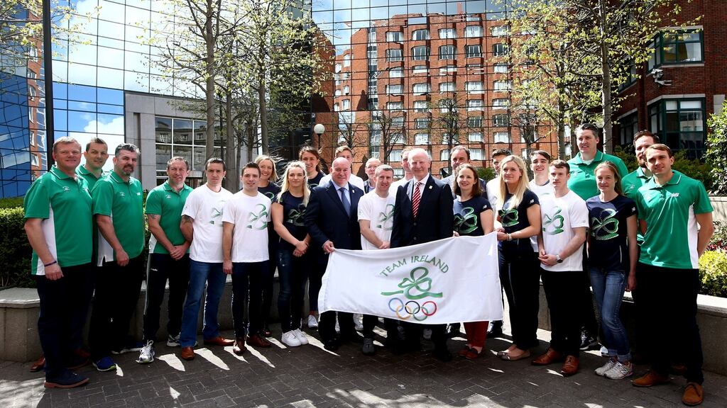 Olympic Council of Ireland officials and qualified Team Ireland atheletes mark the 100 days from Rio countdown in Dublin this week. Photograph: James Crombie/Inpho