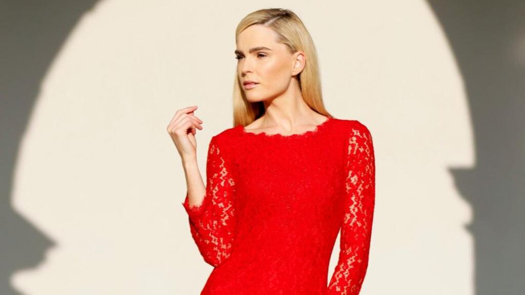 A red lace dress €70, part of Dunnes Stores autumn-winter collections. Photograph: Kieran Harnett