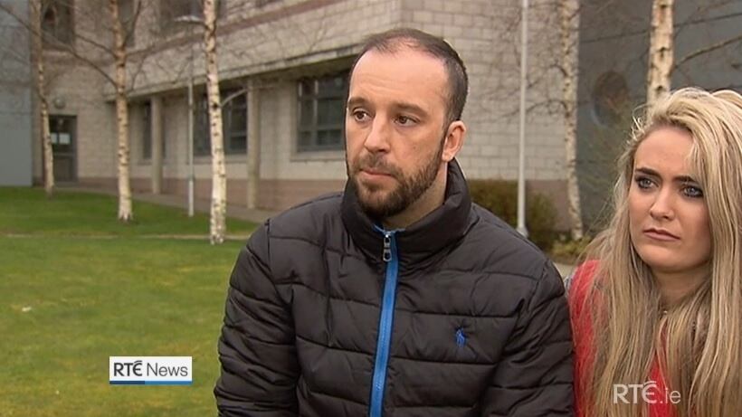 Davitt Walsh and Stephanie Knox speaking on RTÉ News. The couple rescued a four-month-old baby girl.