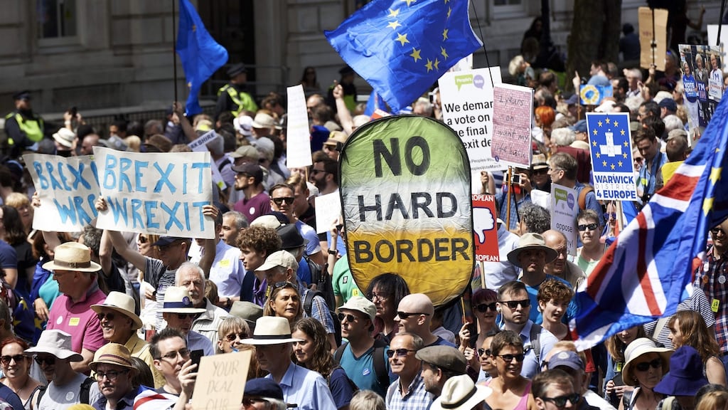 Demonstrators participate in a march demanding a people’s vote on the final Brexit deal in central London on June 23rd, 2018. Photograph: AFP/Getty Images