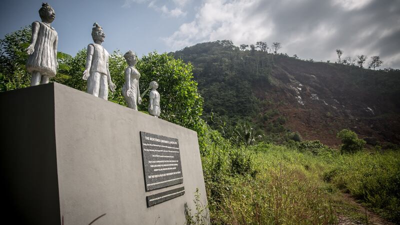 A memorial for the more than 1,100 people who died during the 2017 mudslide. Photograph: Sally Hayden