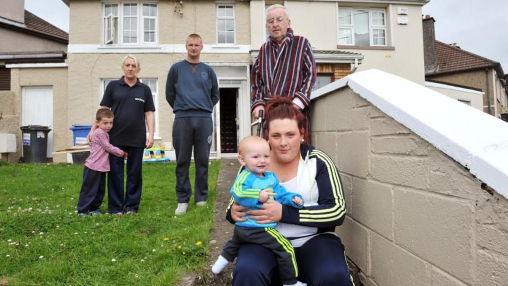 Leanne O’Callaghan (20) and son Aaron at her grandfather’s home in Gurranabraher, Cork. Photograph: Daragh Mc Sweeney/Provision