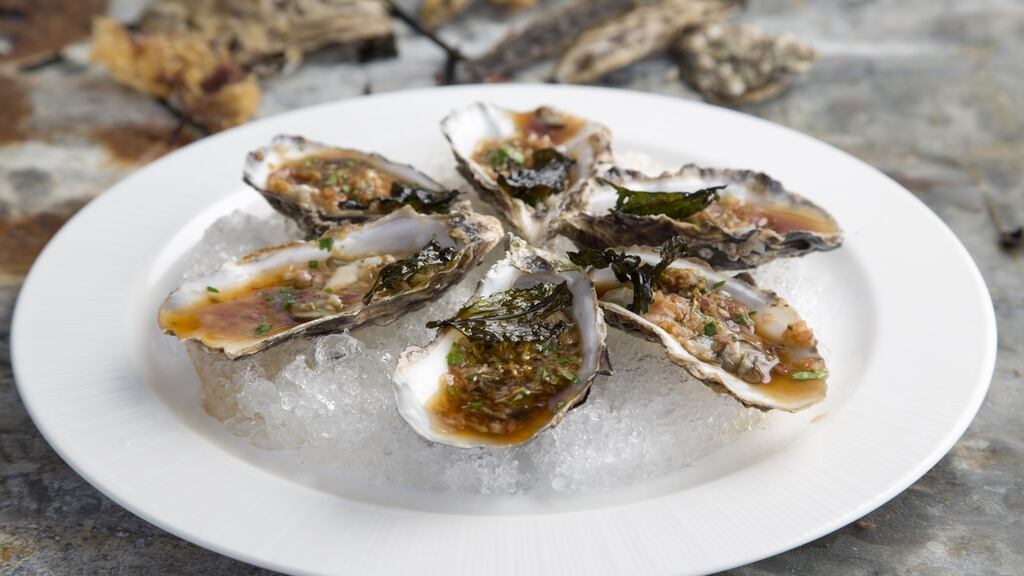 Asian style oysters with toasted seaweed. Photograph by Harry Weir