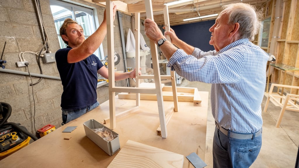 David Carpendale and his father Seán pictured in the workshop of David Oliver Bespoke in Strangsmill Co Kilkenny. Photograph: Dylan Vaughan