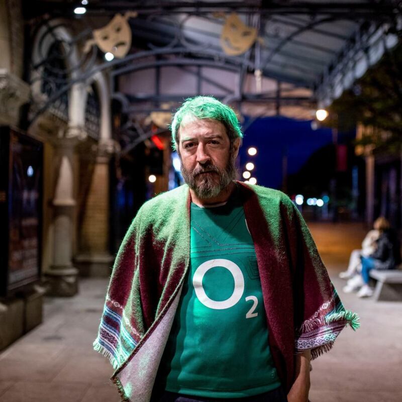 Ronan, who has been homeless for a long time, outside The Gaiety Theatre, South King Street, Dublin. Photograph: Tom Honan
