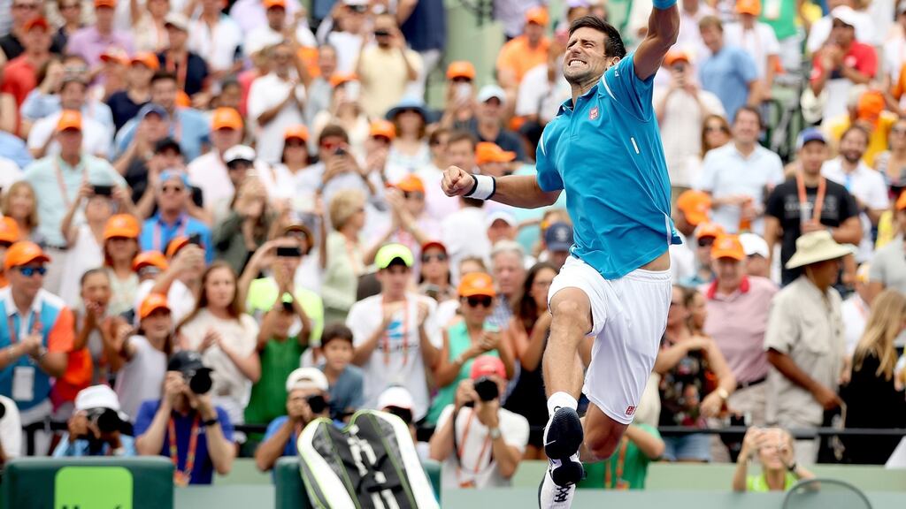 Novak Djokovic beat Kei Nishikori 6-3 6-3 to take the Miami Open title. Photograph: Getty
