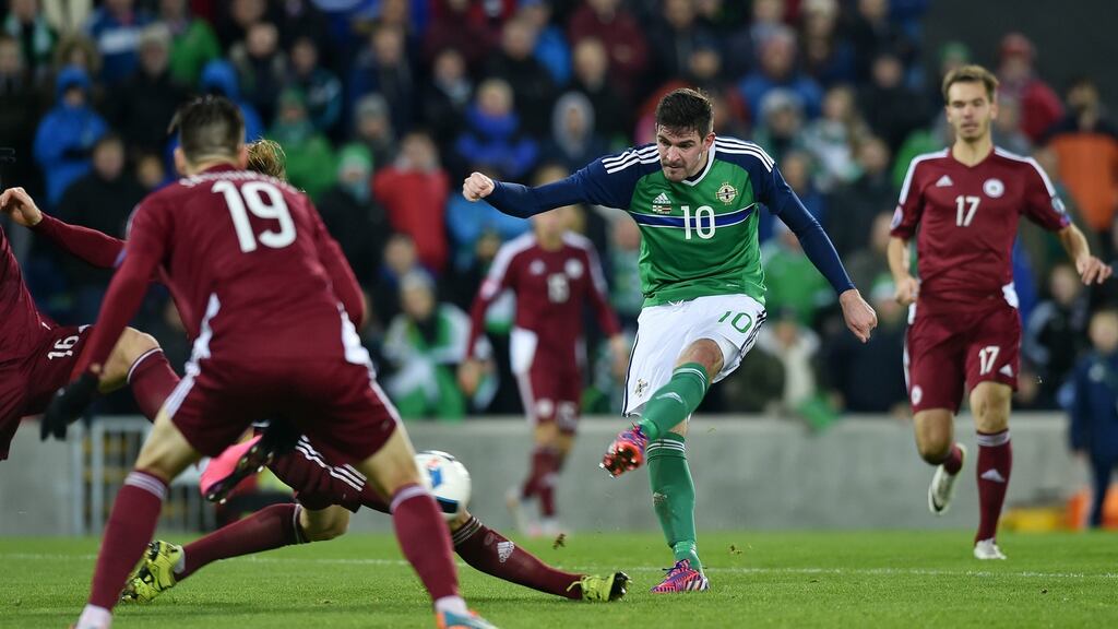 Kyle Lafferty in action for Northern Ireland in a friendly against Latvia at Windsor Park last November. Photograph: Charles McQuillan/Getty Images