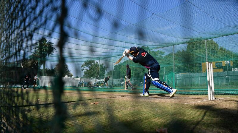 Eoin Morgan practices in the nets ahead of the opening ODI against South Africa. Photograph: Dan Mullan/Getty